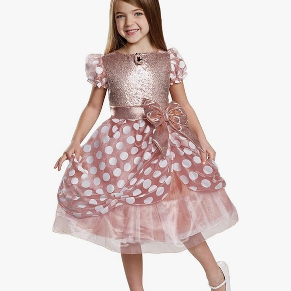 Disney minnie Disguise Costume Rose Gold Minnie Deluxe Costume Sz M (8-10) - Picture 1 of 9